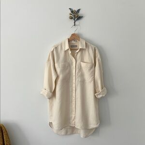 Everlane Cream Oversized Linen Button Down